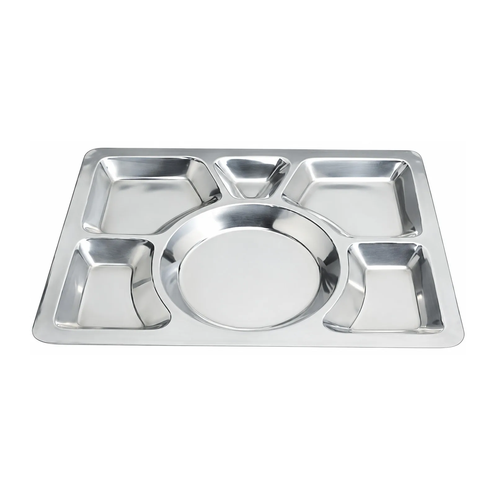 6-Compartment Stainless Steel Mess Tray
