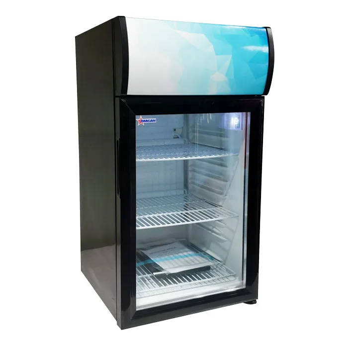 17″ One (1) Glass Door Countertop Display Refrigerator with Lightbox, 1.84 cu. ft. (52 L), Black