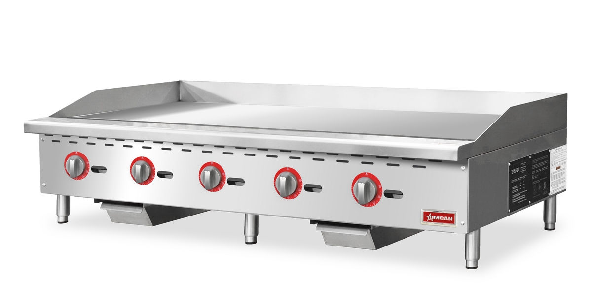 60″ 5-Burner Stainless Steel Gas Griddle with Thermostat Control, Natural Gas / Propane – 140,000 BTU