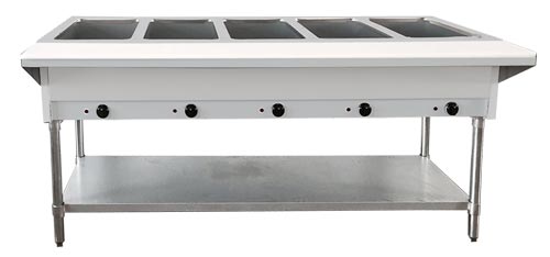 72″ 5 Pan Open Well Electric Steam Table with Cutting Board and Adjustable Undershelf, 208/240 V, 1 Ph, 3.75/5kW