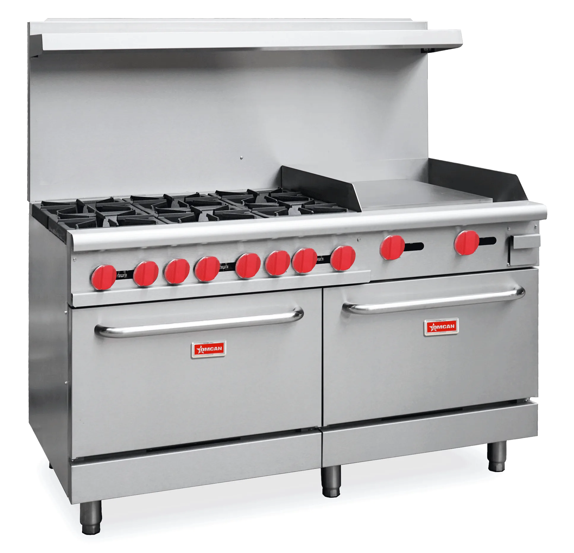 60″ Commercial Gas Range with 6 Burners, 24″ Griddle and 2 Standard Ovens 282,000 BTU – Natural Gas