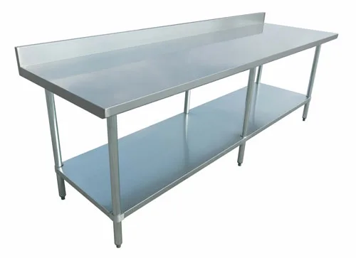 Elite Series 30″ x 84″ 18 Gauge 430 Stainless Steel Worktable with 4″ Backsplash