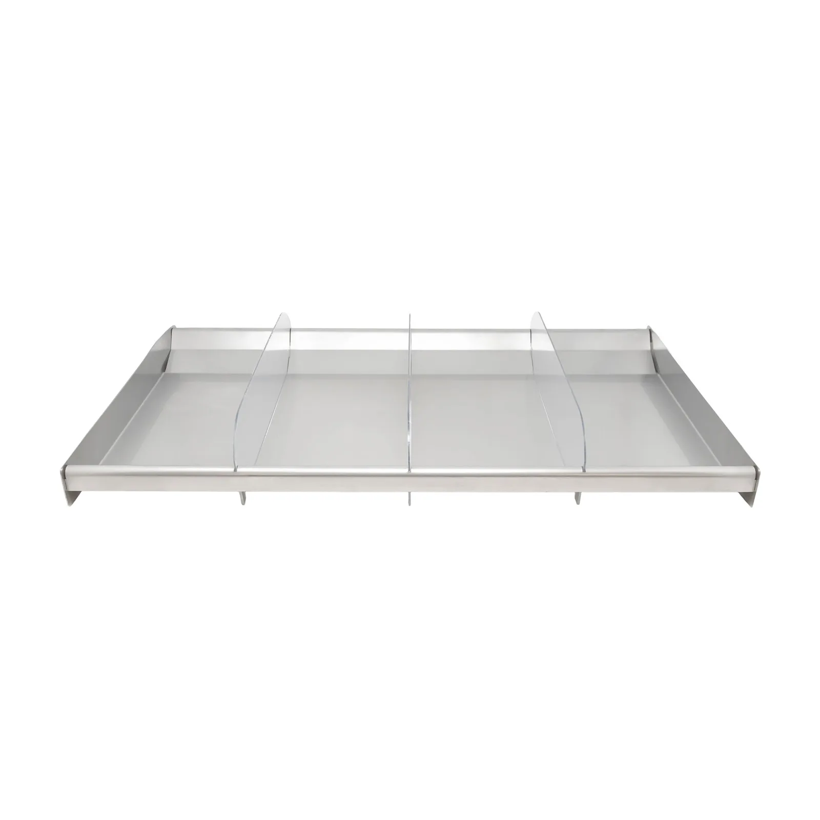 28.5″ x 16.75″ x 2″ Reversible Stainless Steel Tray with Clear Dividers