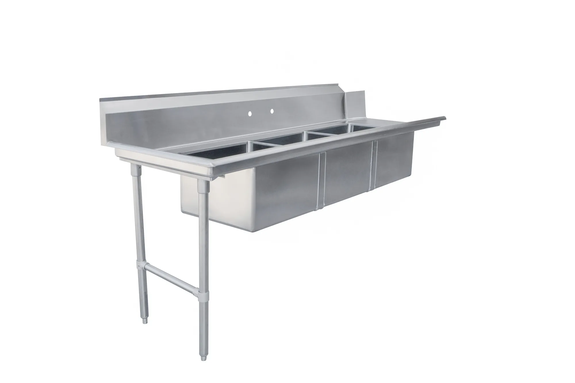 84″ Left Side Soiled Dish Table with Three Sinks