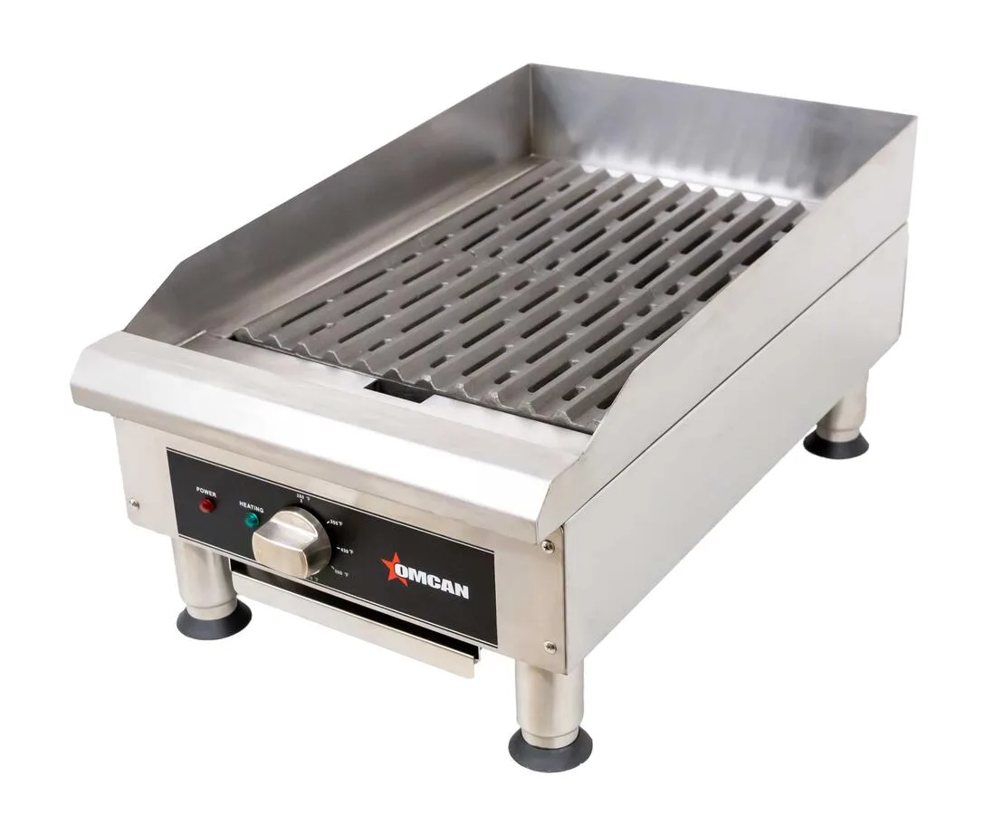 14″ Electric Charbroiler with Grill and Griddle Plate Attachments – 3.6 kW, 240 V