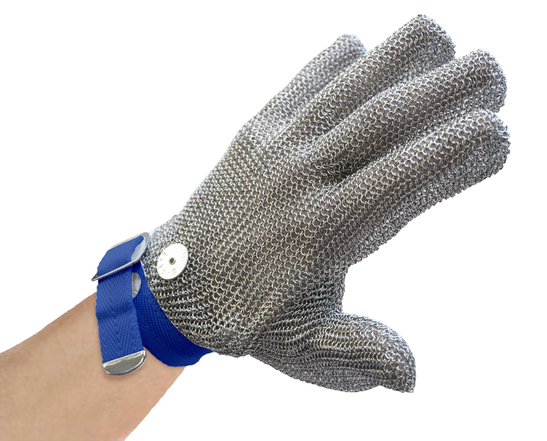 Large Mesh Glove with Blue Wrist Strap