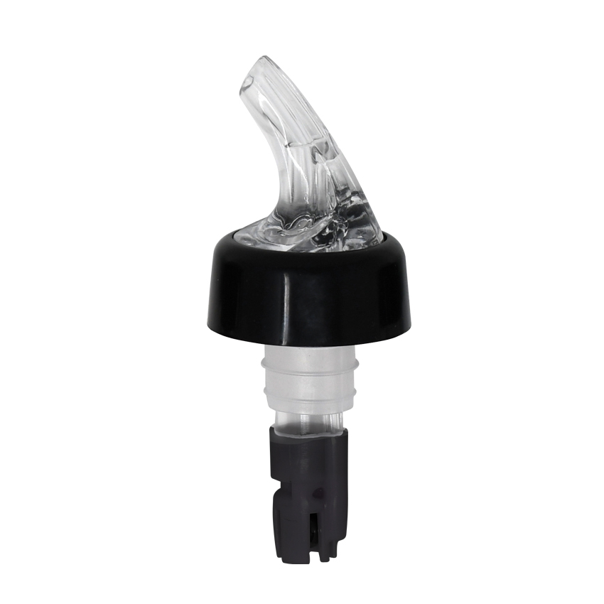 5/8 oz Clear Spout / Black Tail Measured Liquor Pourer with Collar – 12/Pack