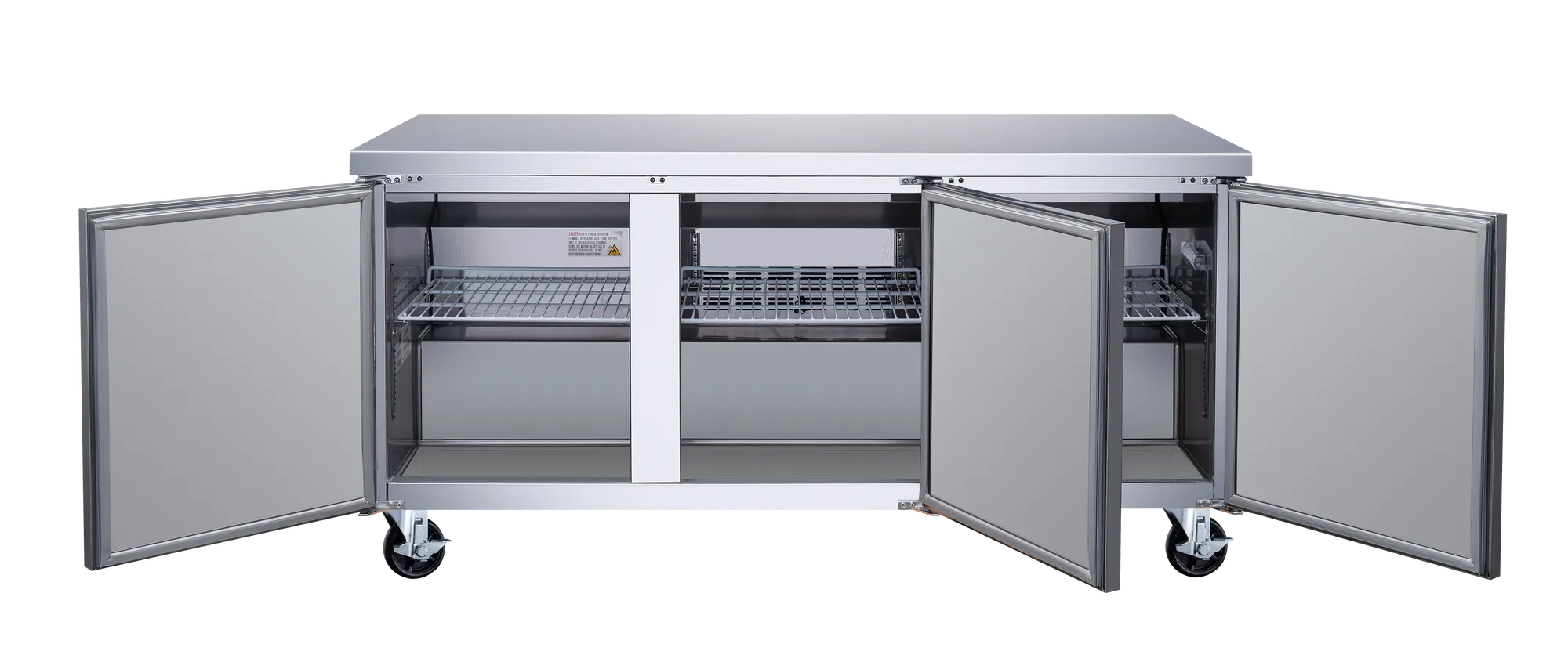 72″ Three (3) Door Undercounter Refrigerator, 15.5 cu. ft. (440 L), Stainless Steel