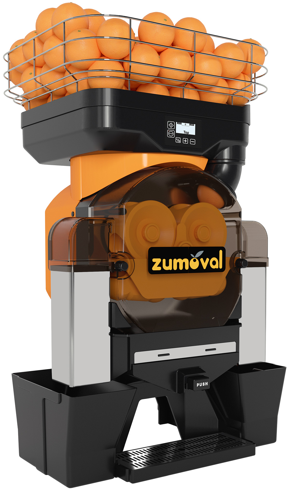 Zumoval Top Juice Extractor With Auto Feeder, Self-Cleaning System, Push and Juice Button, 28 Fruits per Minute | Trento