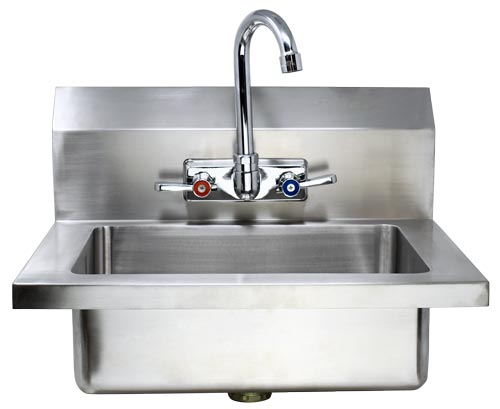 Fabricated Hand Sink with 4″ Gooseneck Faucet and Drain Basket