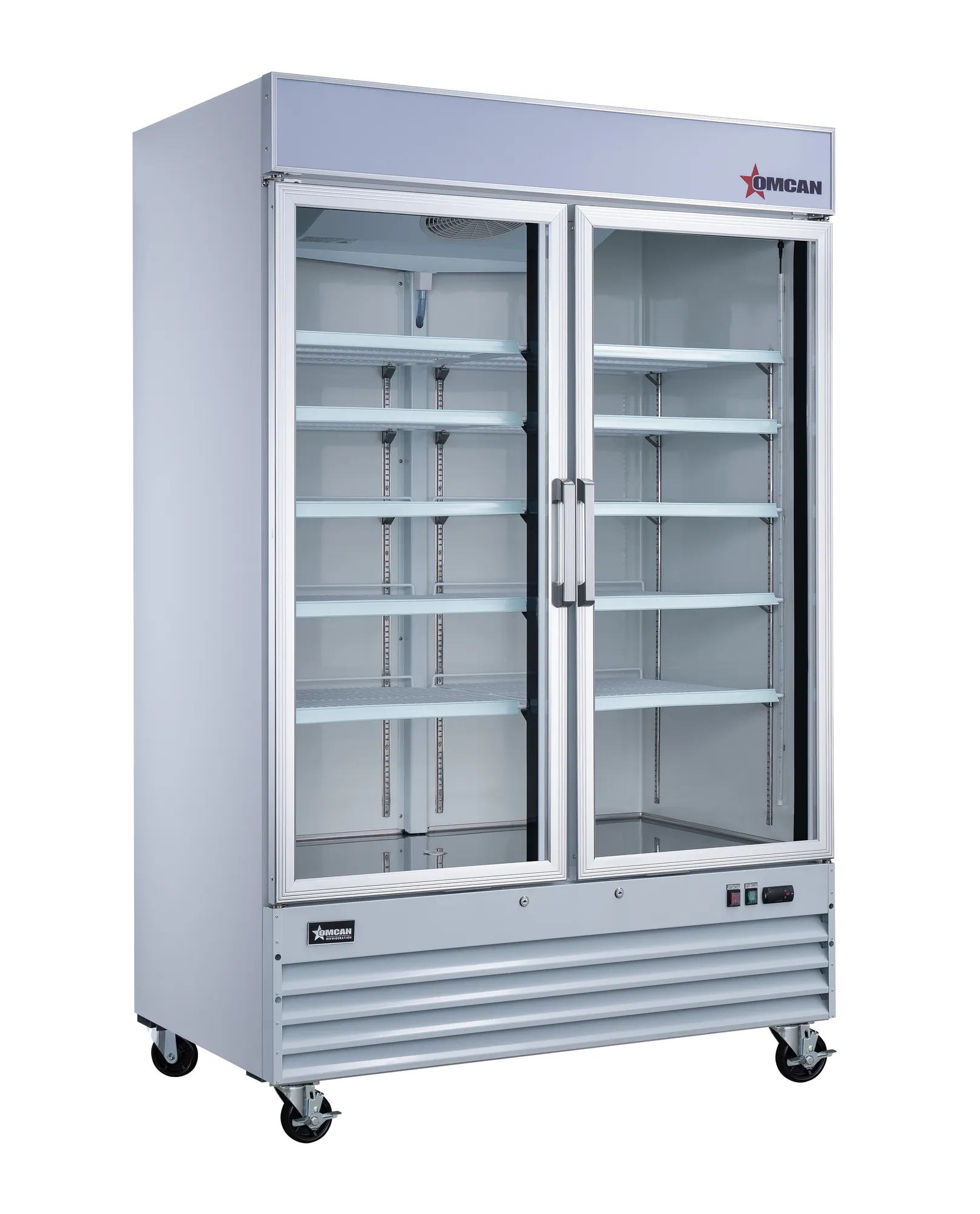 53″ Two (2) Glass Door Display Refrigerator, Swing Door, 45 cu. ft. (1270 L), White