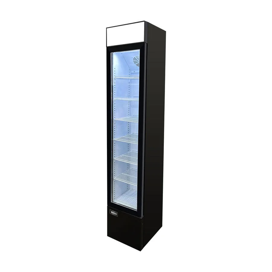 14″ Slim One (1) Glass Door Display Refrigerator with Lightbox, 3.7 cu. ft. (105 L), Black