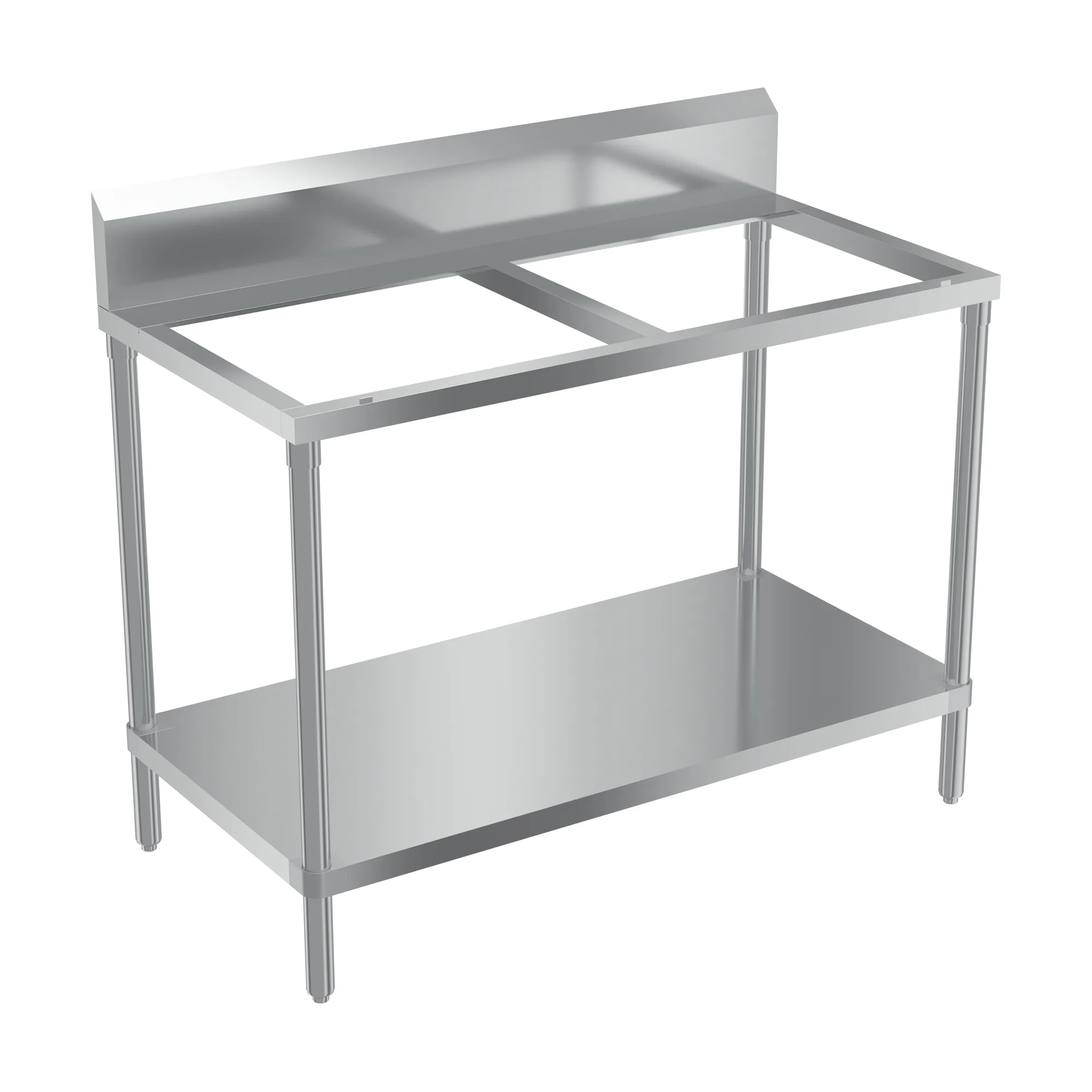 24″ x 48″ 16 Gauge 430 Solid Poly Top Table with 6″ Backsplash