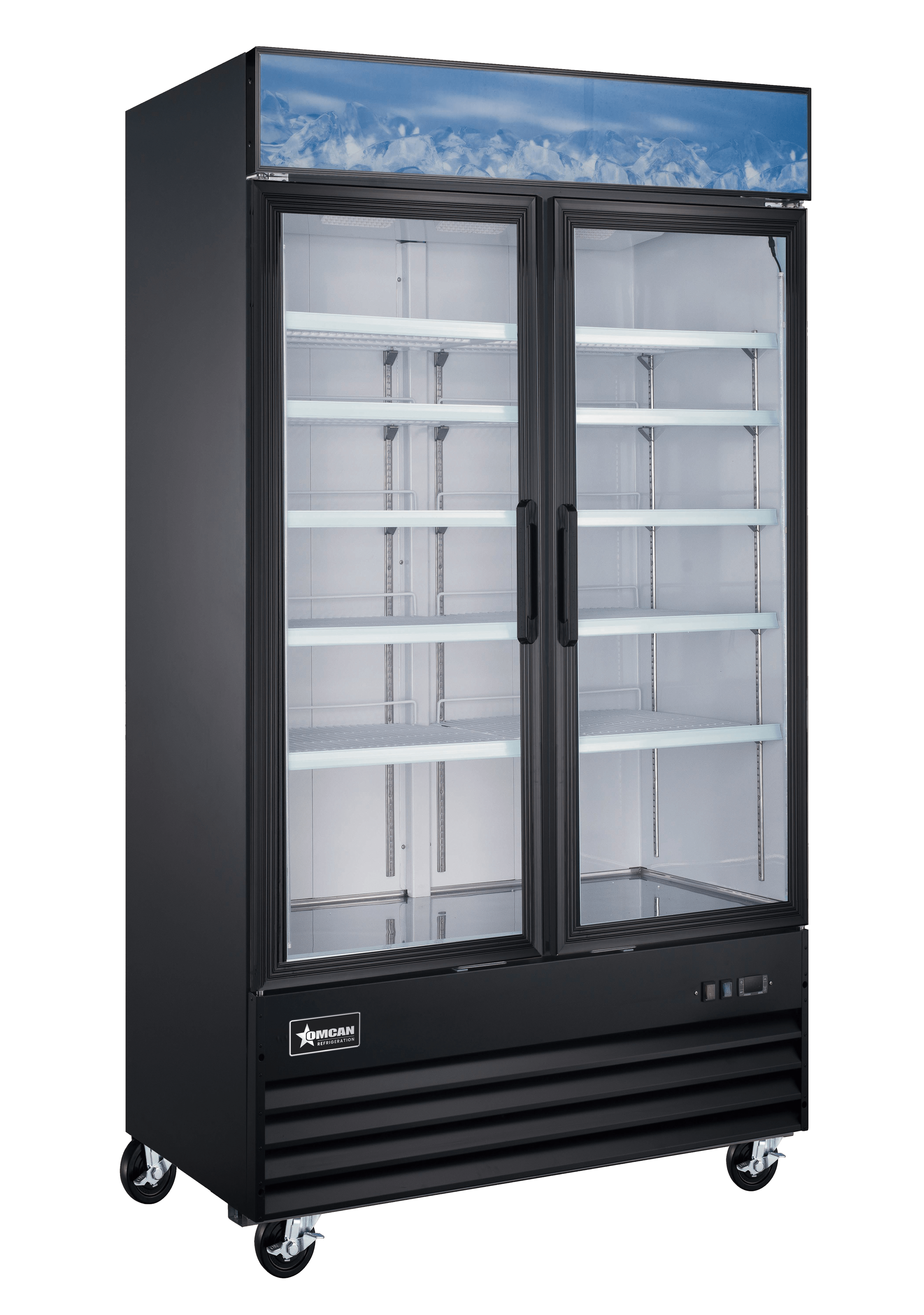 49” Black Display Freezer, 2-Glass Door,  29cu.ft. (821L) Capacity – 110V, 876W