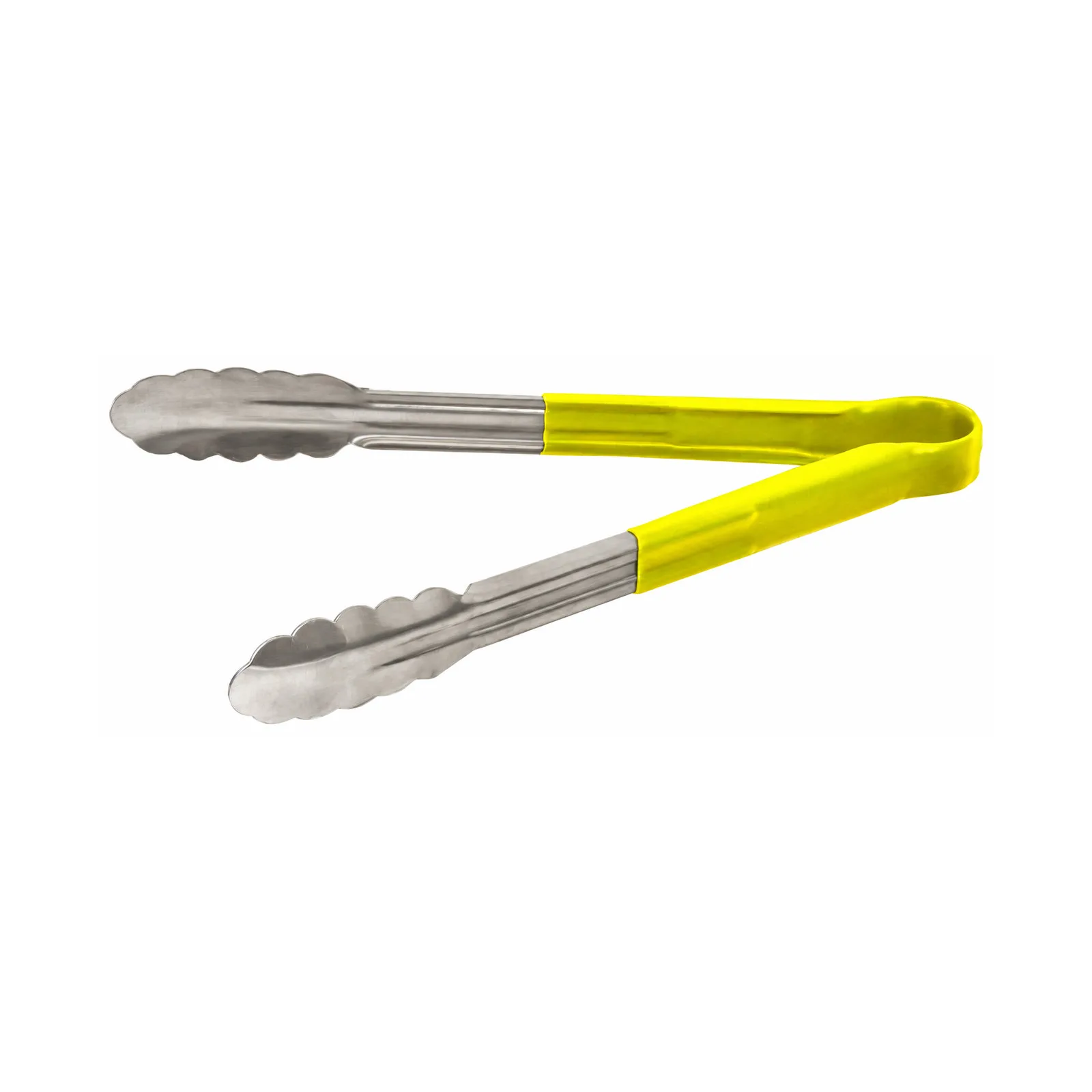 12″ Heavy-Duty Utility Tongs with Yellow Plastic Handle