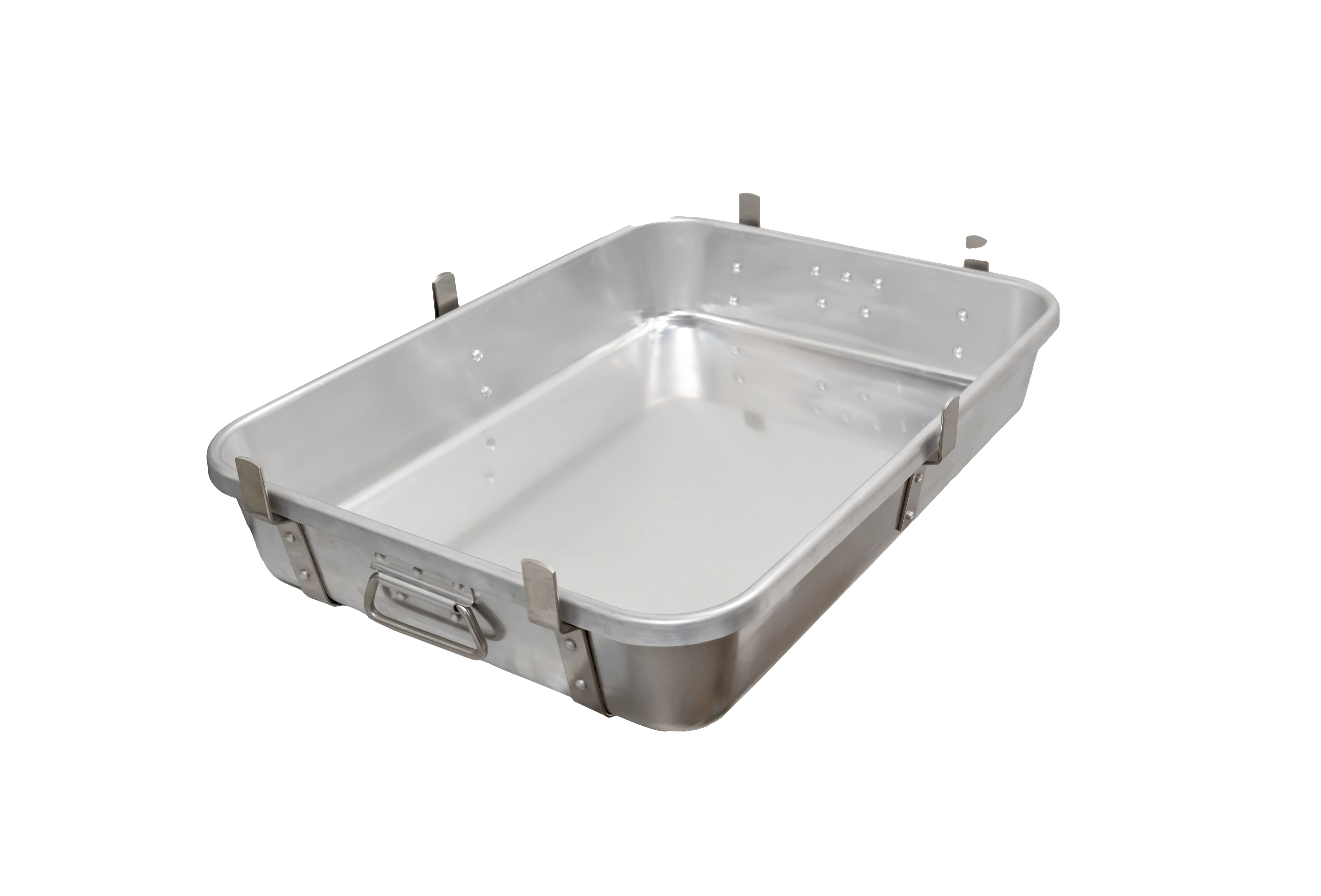 24" x 18" x 4" 10-Gauge (2.5 mm) Heavy-duty Aluminum Double Roaster Pan with Straps, Lugs and Handles