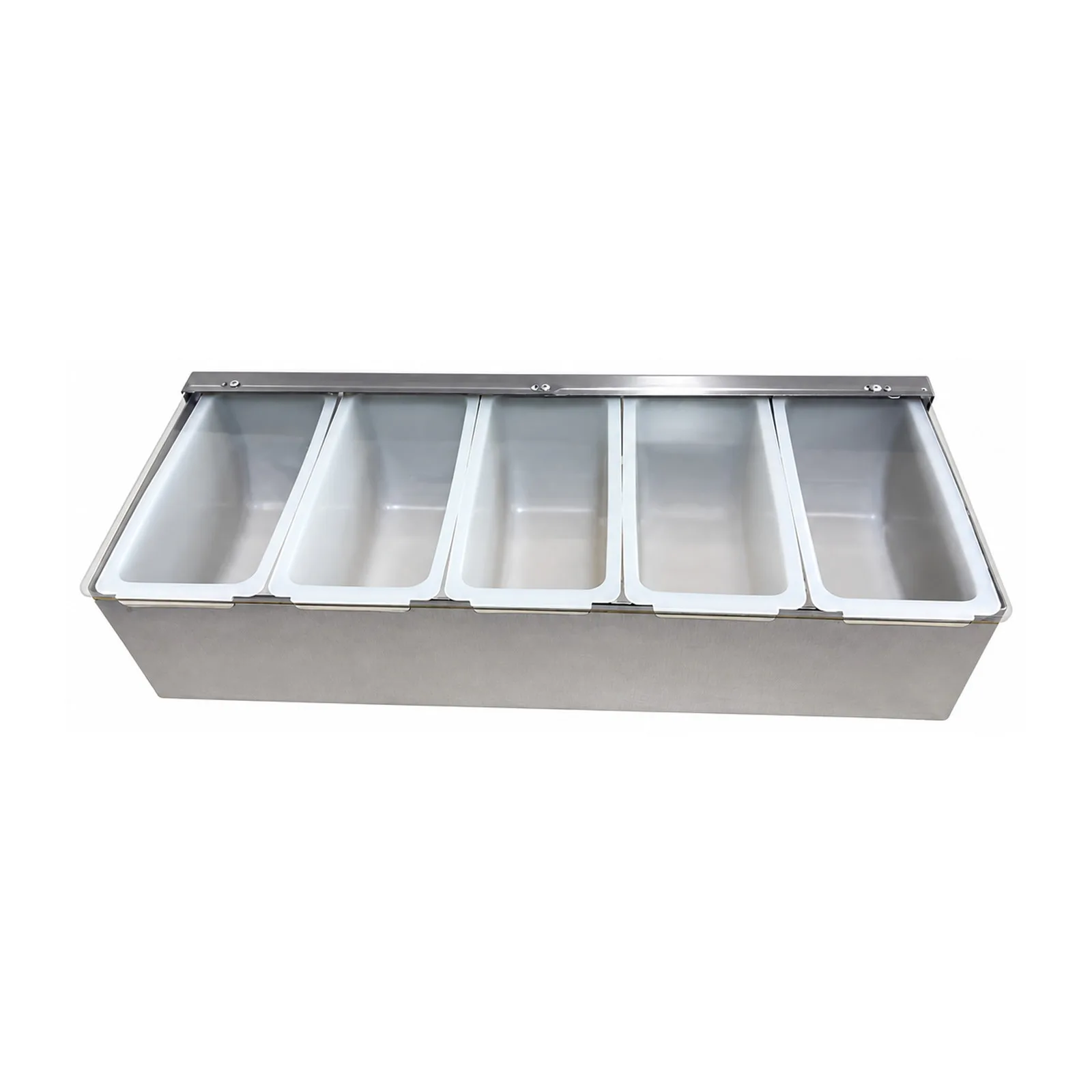 Stainless Steel 5-Compartment Condiment Holder with Clear Cover