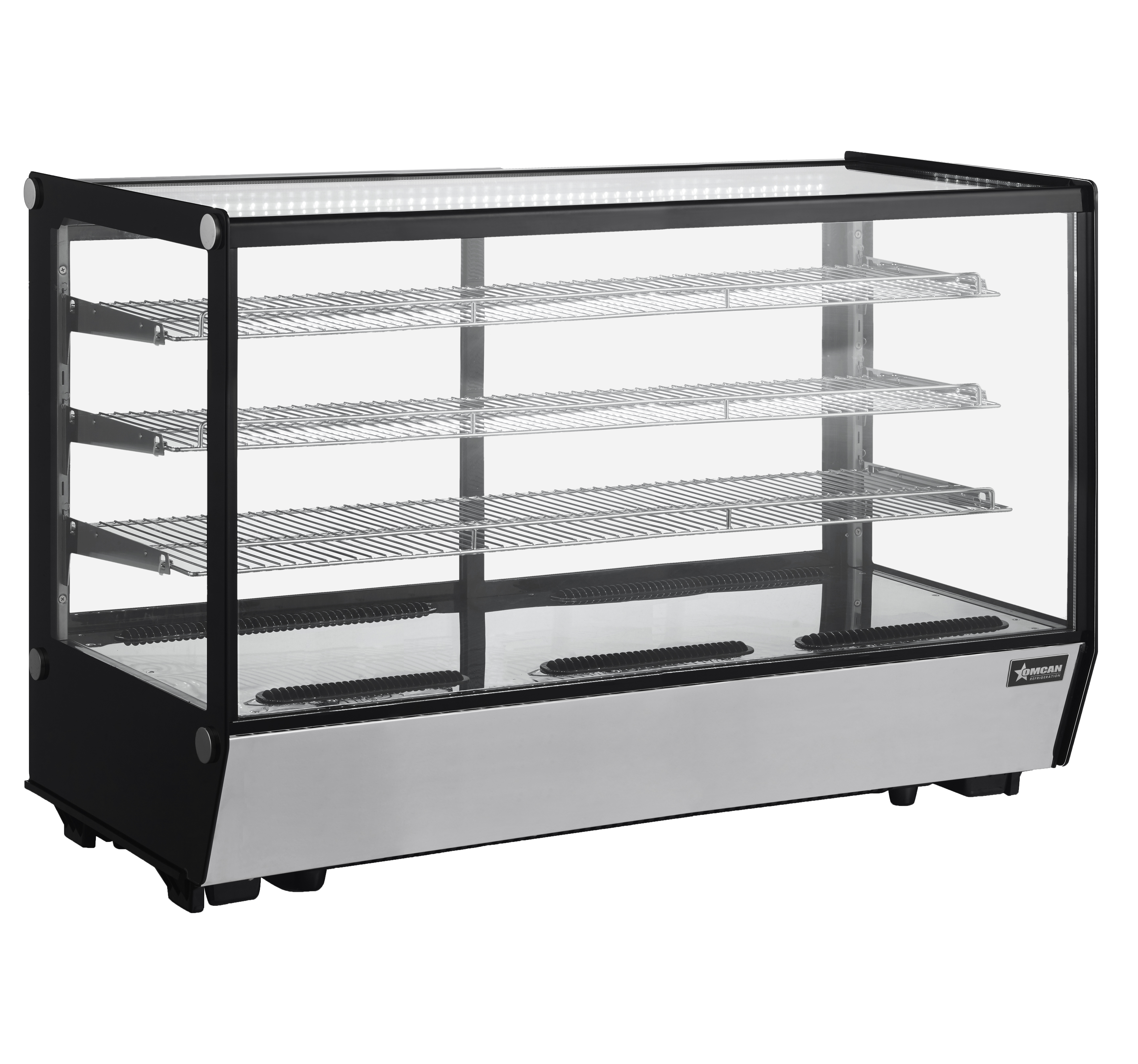 60″ Three (3) Shelf Countertop Square Glass Refrigerated Display, 10 cu.ft. (277 Liters)