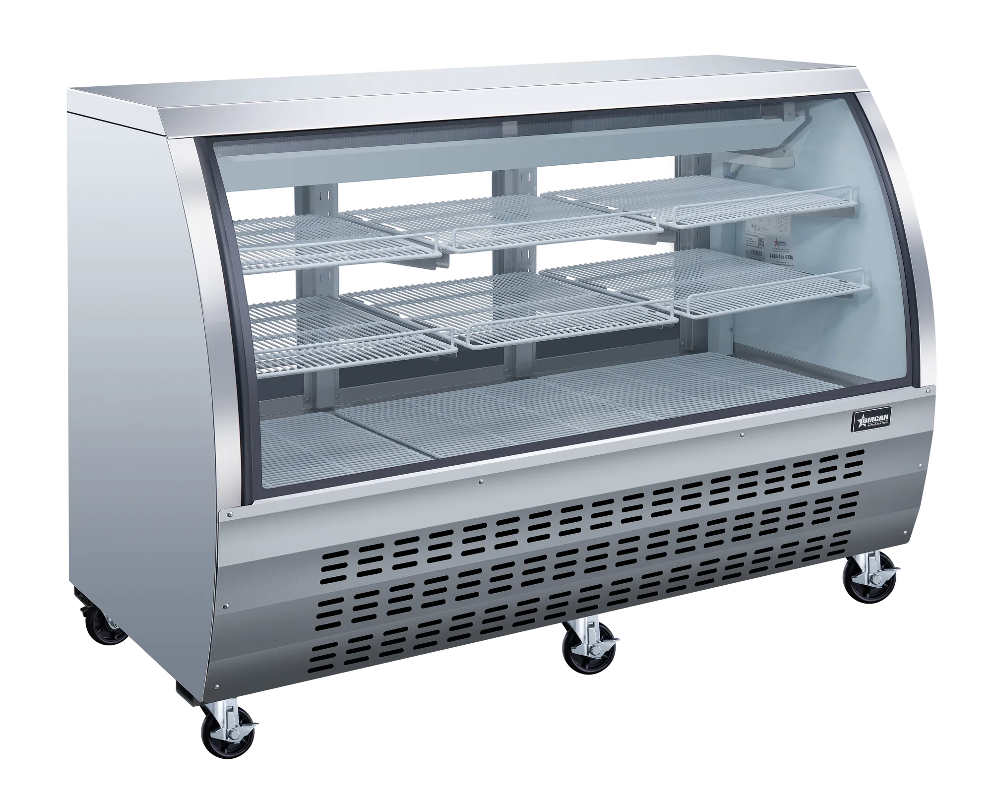 64″ Two (2) Shelf Floor Refrigerated Showcase, 22 cu. ft. (620 L), Stainless Steel
