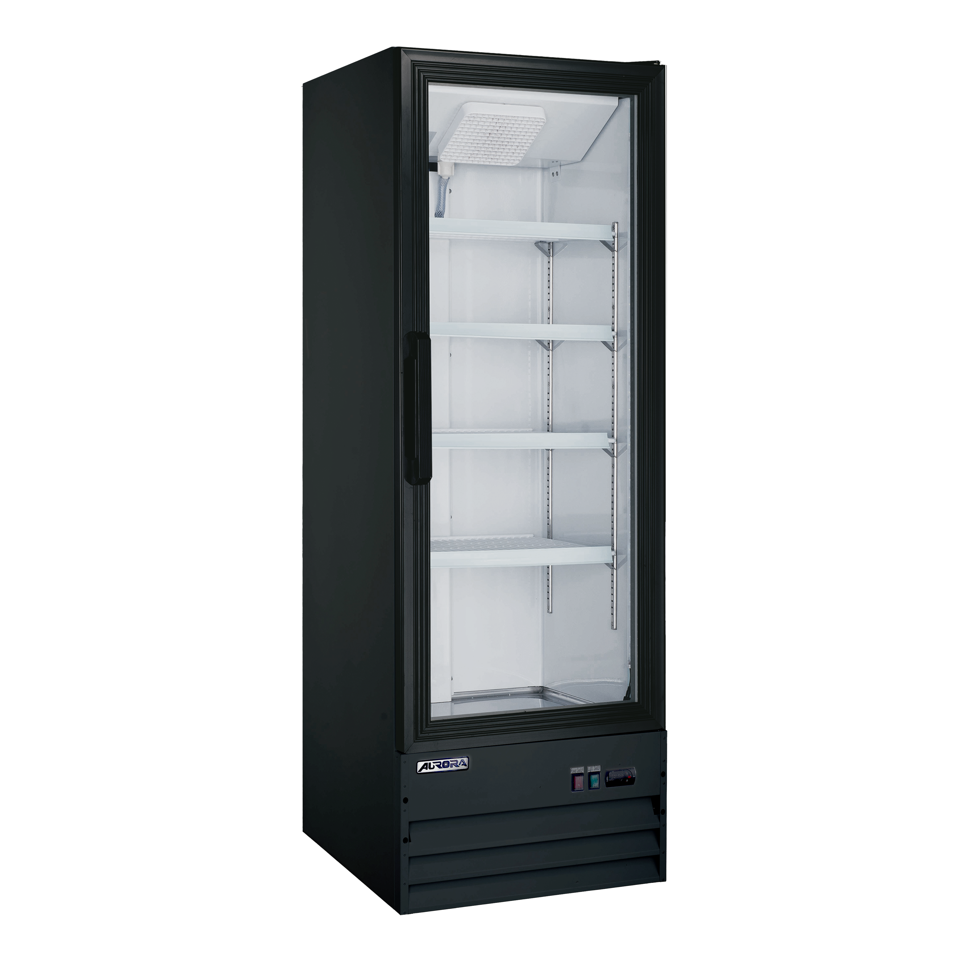 22" Aurora Black Glass Door Refrigerator 1 Door