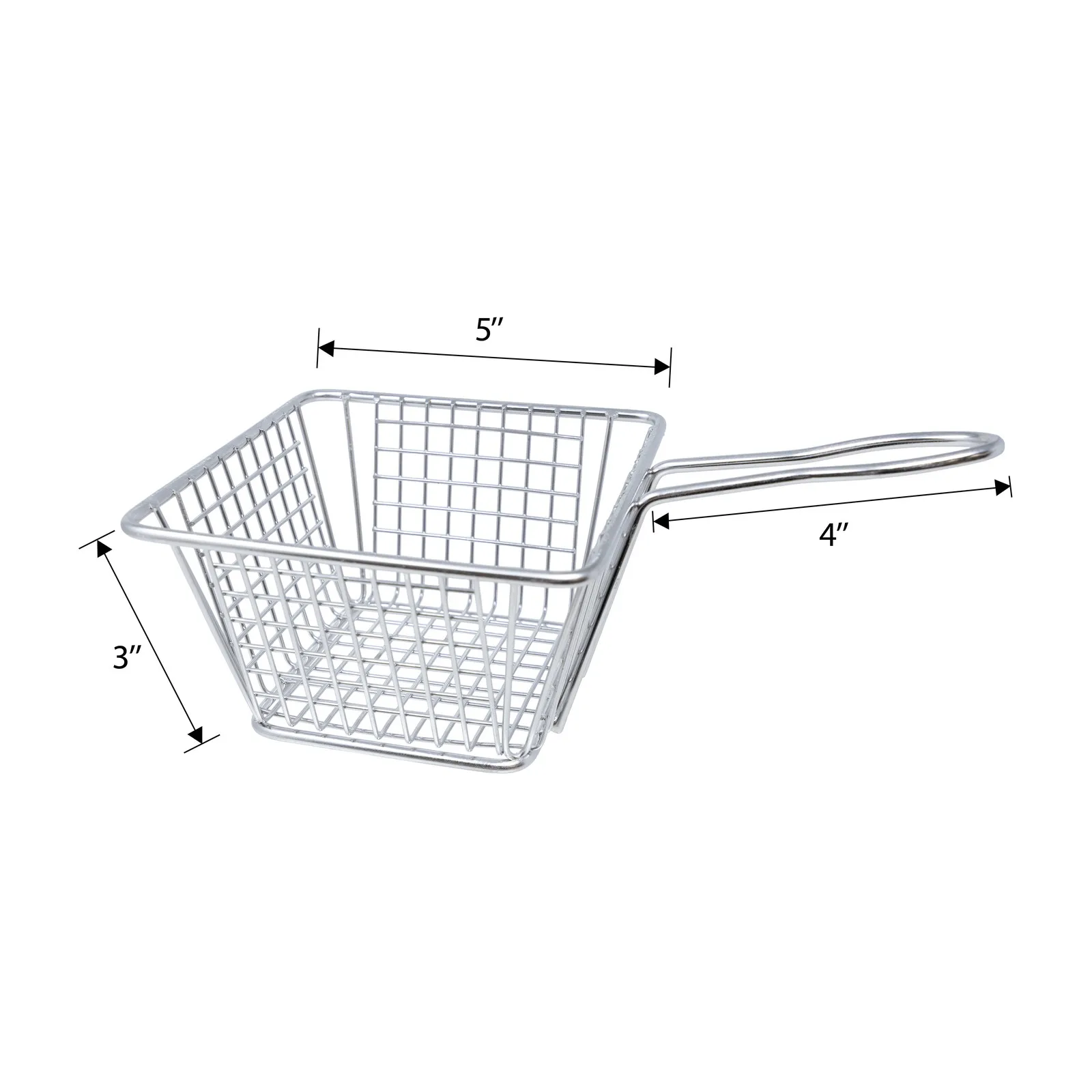 5″ x 5″ x 3″ Square Stainless Steel Mini Serving Basket