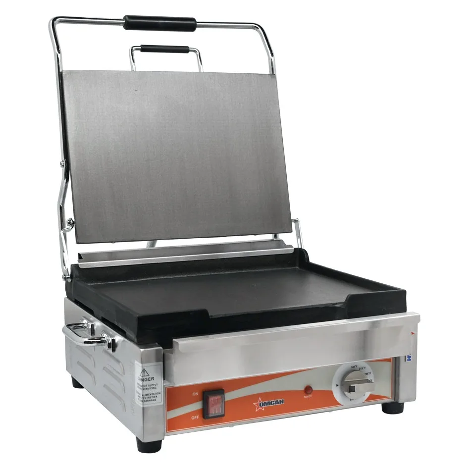 Single Panini Grill with Smooth Plates – 12″ x 15″ Cooking Surface – 120 V, 1800 W