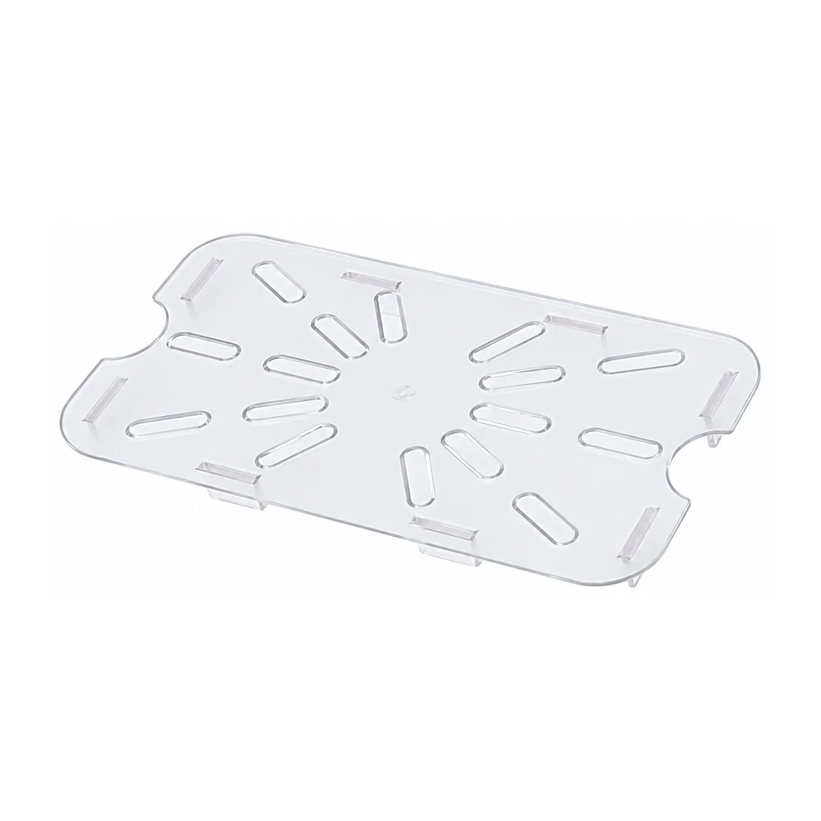 1/3-size Clear Polycarbonate Drain Shelf for Food Storage Pans
