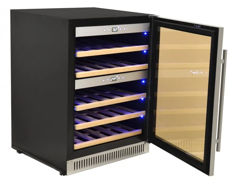 Vinovero 24″ Dual Zone Wine Cooler with 40 Bottle Capacity and Stainless Steel Door