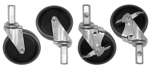 Wheels for Bun Racks – 4 pc. per set; 2 with brakes and 2 without brakes