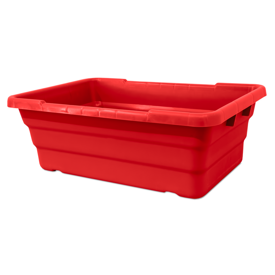 Red Stackable Meat Lug / Tote Box 25″ x 16″ x 8-1/2″ NSF