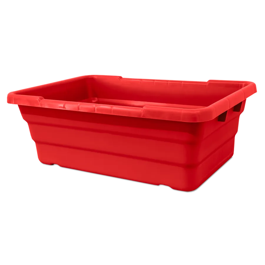 Red Stackable Meat Lug / Tote Box 25″ x 16″ x 8 1/2″ NSF
