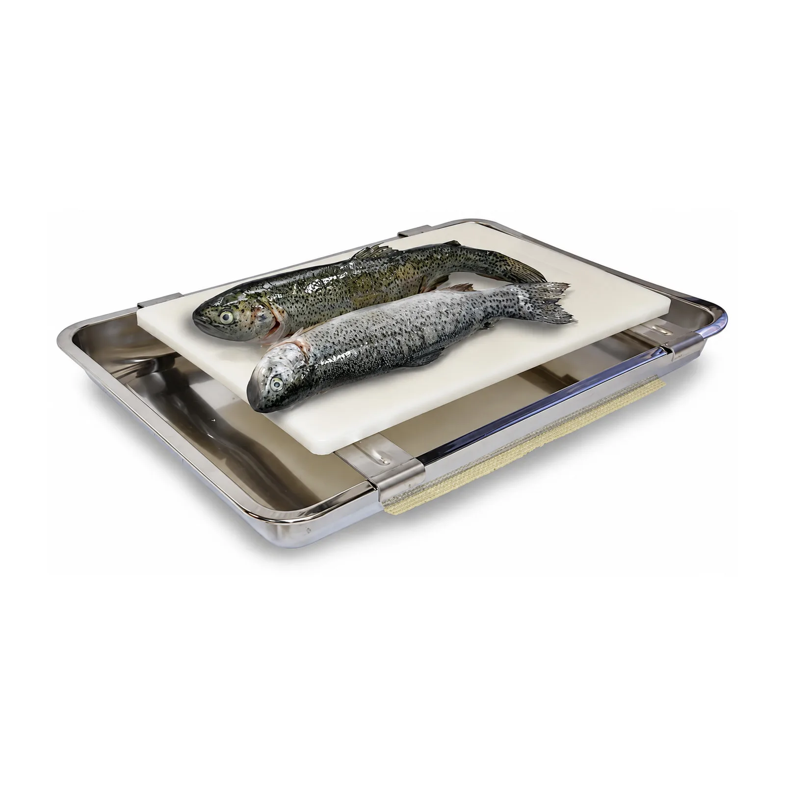 15.4″ x 10.2″ Carving / Filet Cutting Board with Stainless Steel Drip Pan