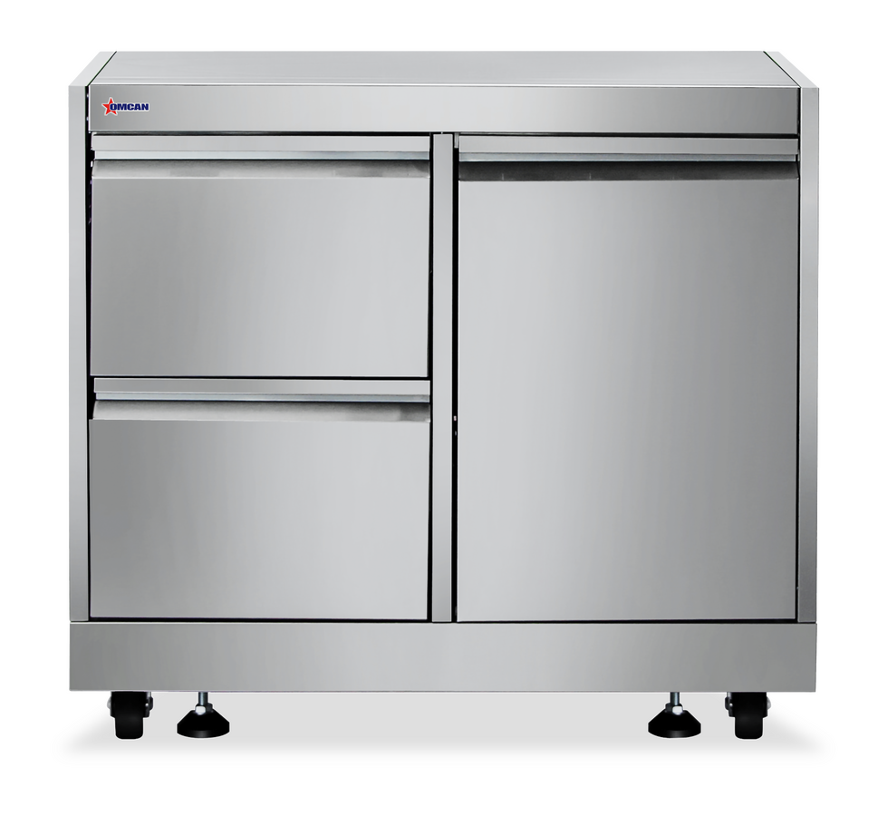 32″ Stainless Steel Cabinet Stand for #47876 with Gas Tank Cabinet and 2 Drawers with Soft Hinge Drawer Slide