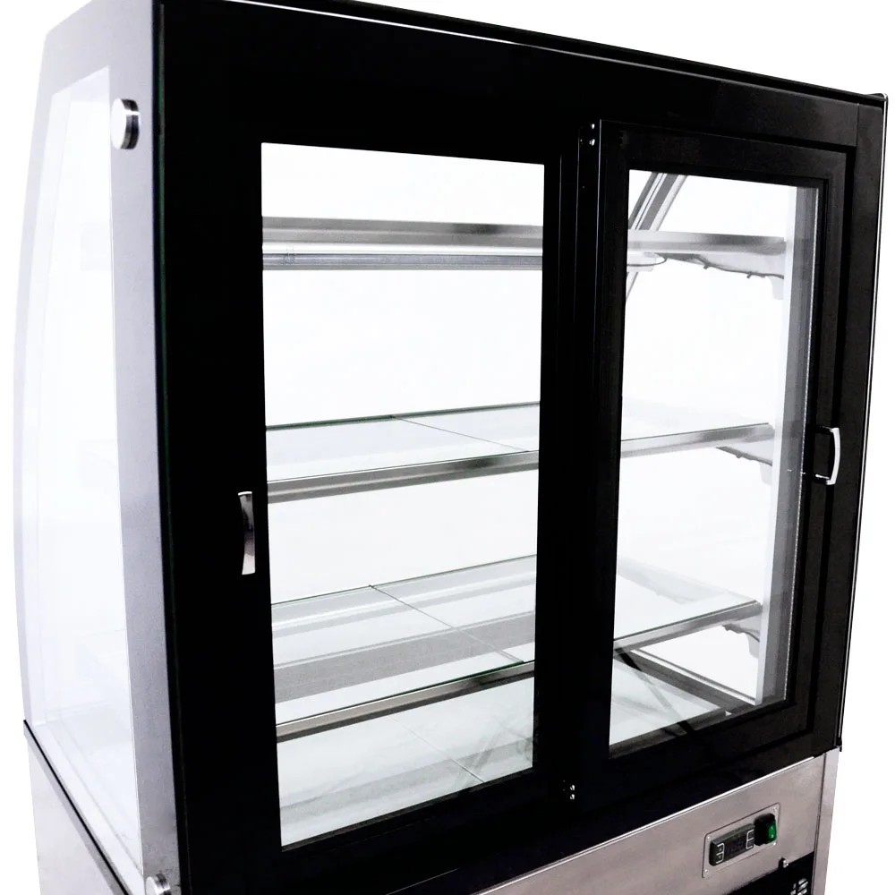 36″ Three (3) Shelf Curved Glass Floor Refrigerated Showcase, 10.95 cu. ft. (310 L), Stainless Steel