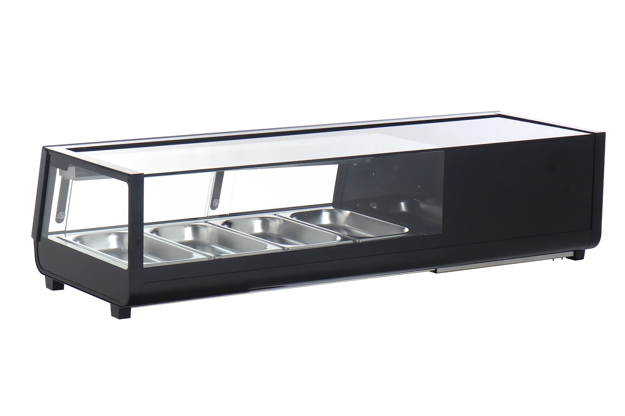 47″ Refrigerated Flat Glass Sushi Display Case, 1.5 cu. ft. (42 L), Black