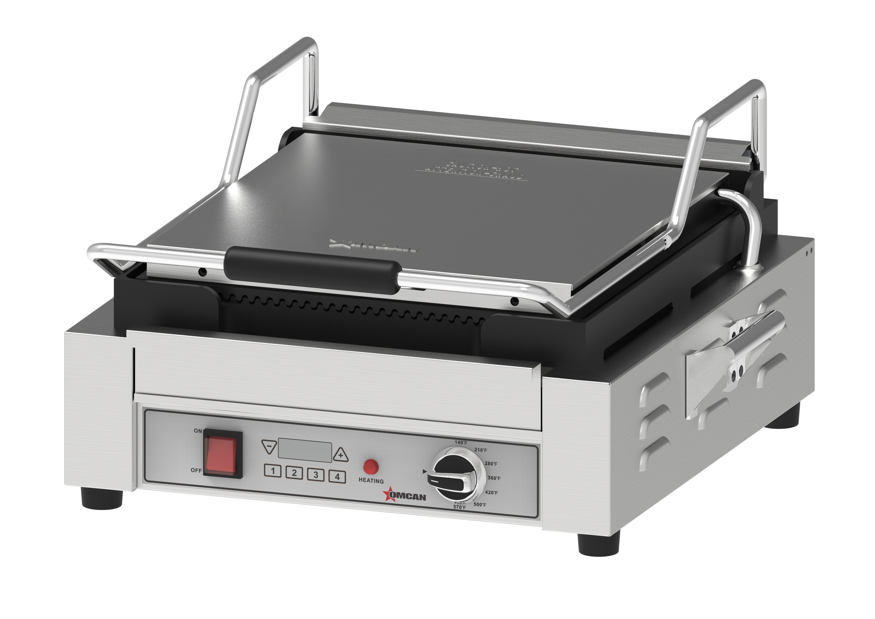 Single Extra Large Panini Grill with Ribbed Plates 14” x 14”