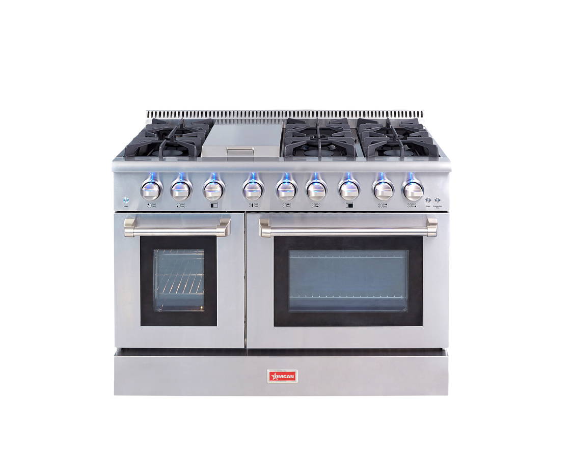 48″ Commercial Gas Range with 30″ & 18″ Ovens – 135,000 BTU/hr – Natural Gas