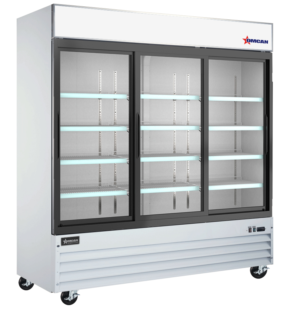 78" Three (3) Glass Door Refrigerator, 53 cu.ft. (1500 L), White