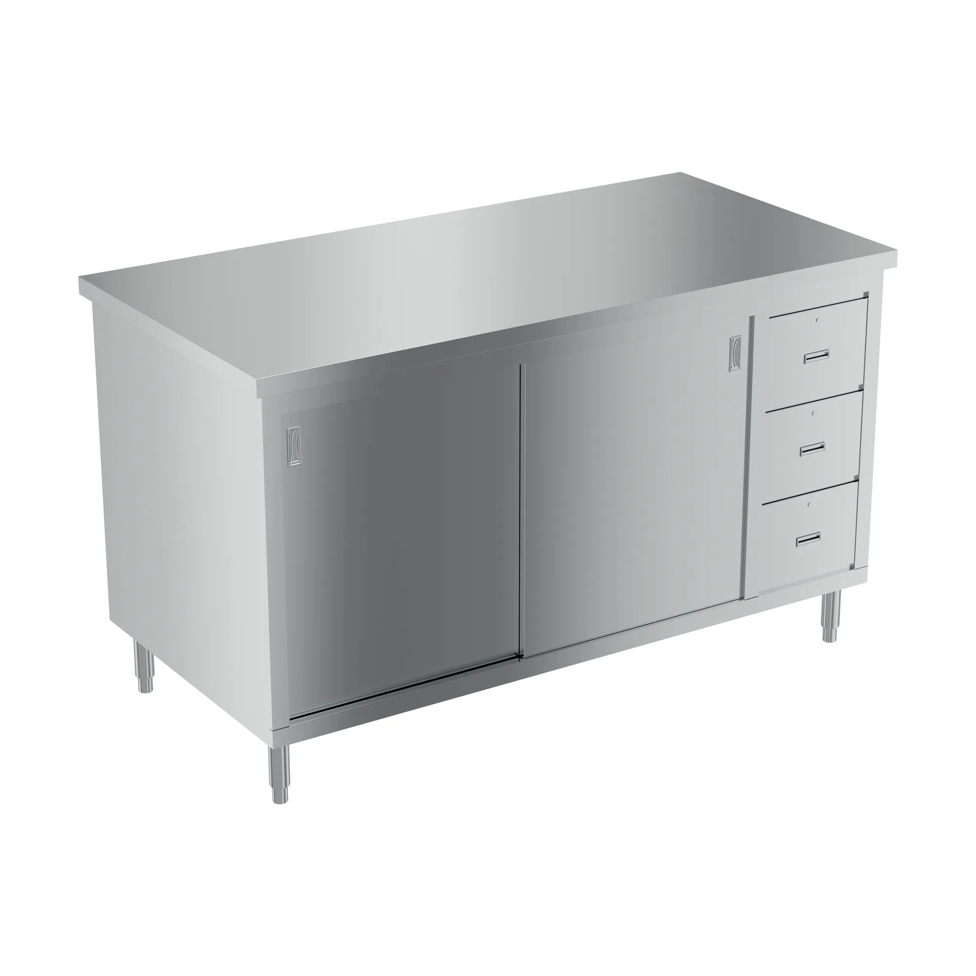 30″ x 60″ Stainless Steel Worktable With Cabinets And Drawers
