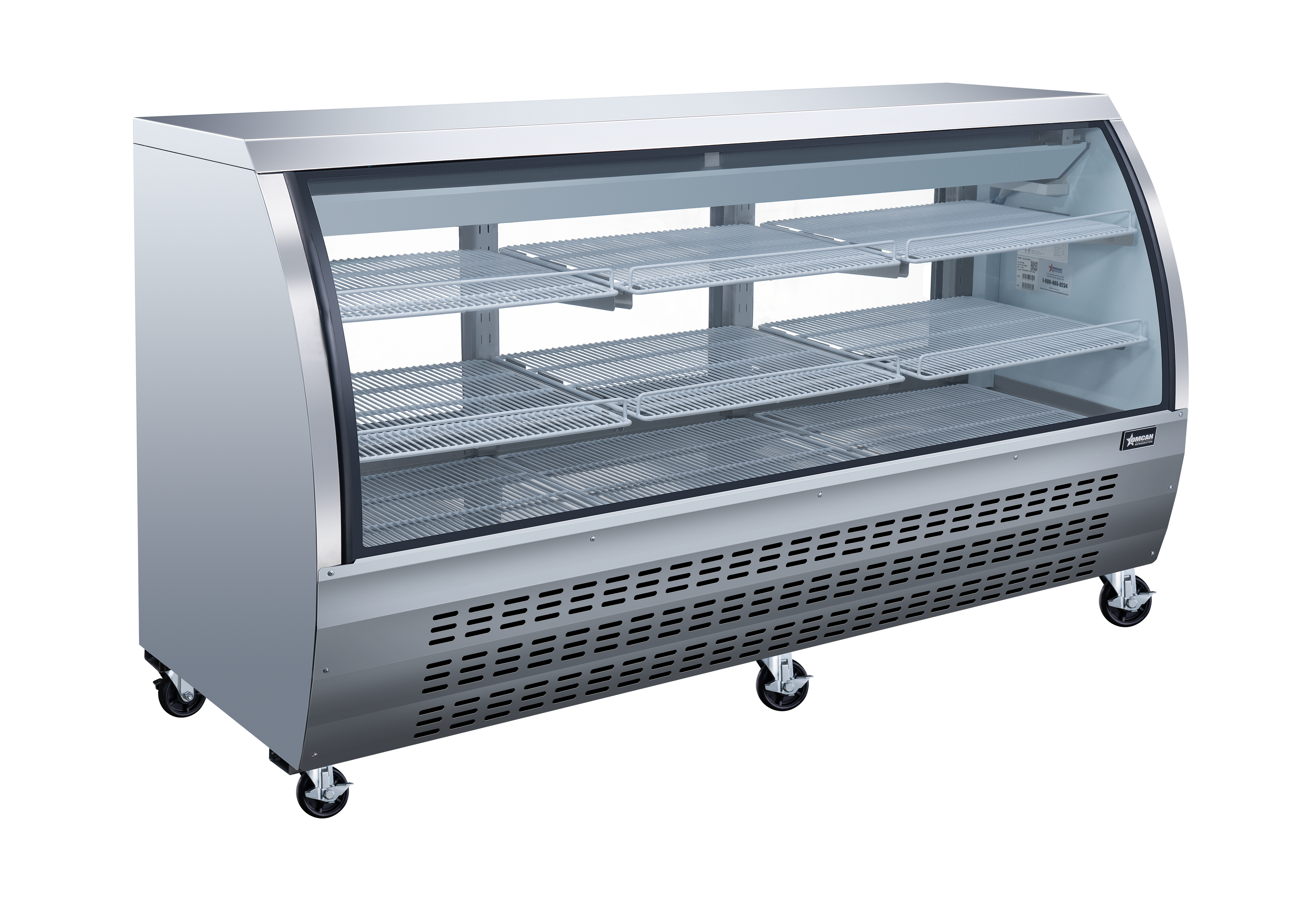 82″ Two (2) Shelf Floor Refrigerated Showcase, 32 cu.ft. (903 L), Stainless Steel