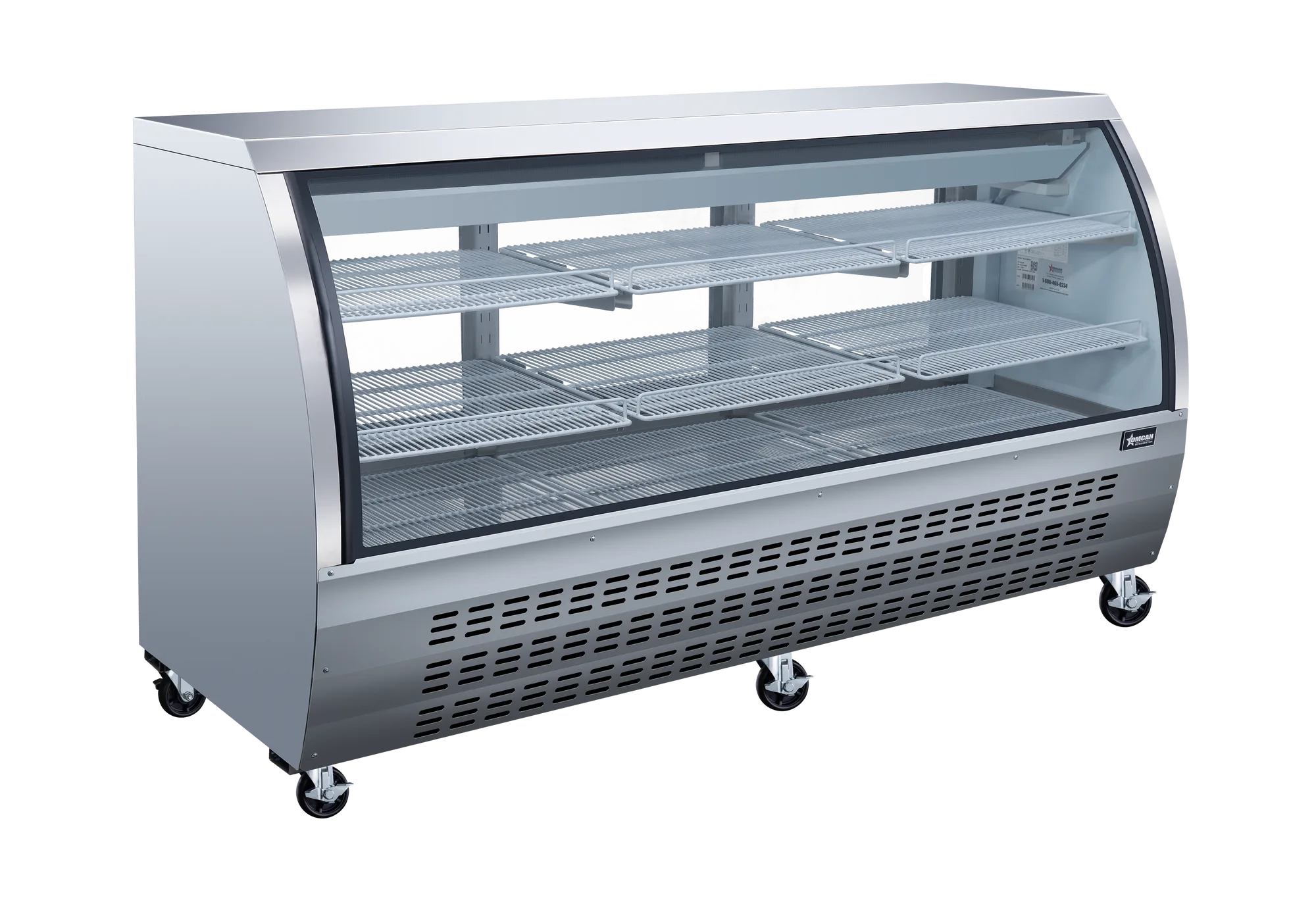 82″ Two (2) Shelf Floor Refrigerated Showcase, 32 cu. ft. (903 L), Stainless Steel