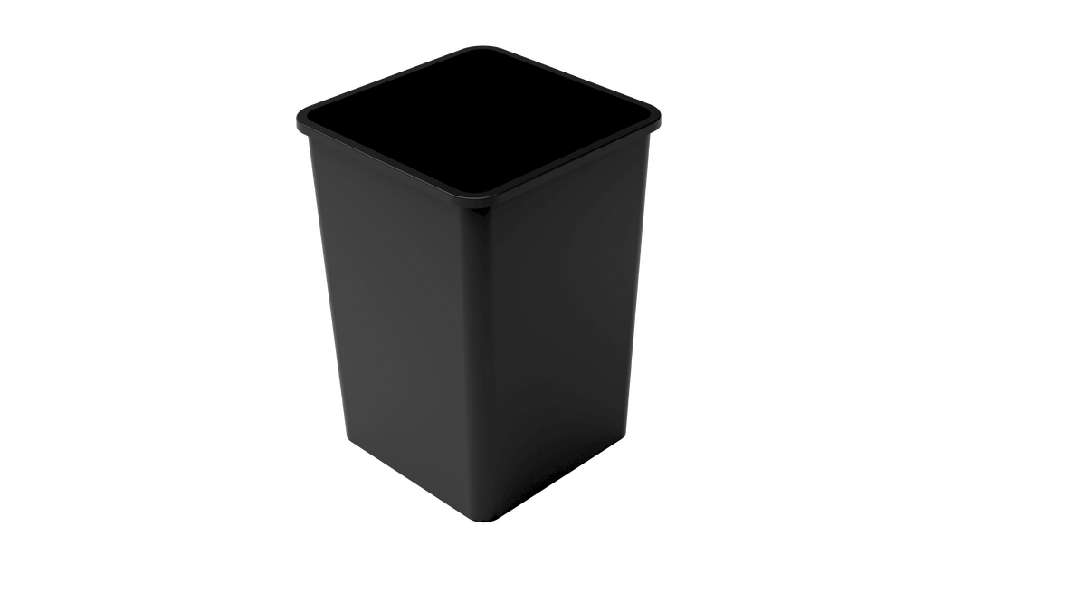 130 L (35 Gal) – 19.5” x 19.5” x 27.7” Square Black Plastic Trash Can