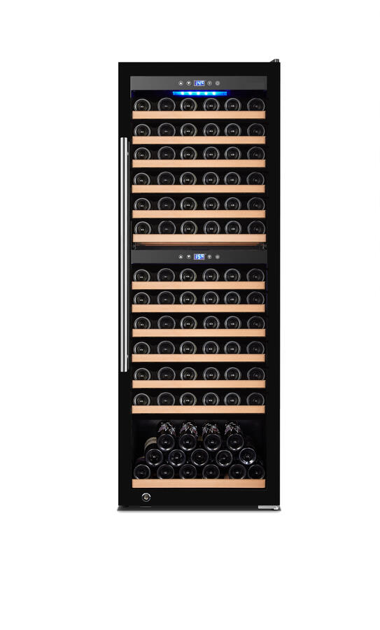 Vinovero 25-inch Dual Zone Wine Cooler with 126 Bottle Capacity and Black Full Glass Door