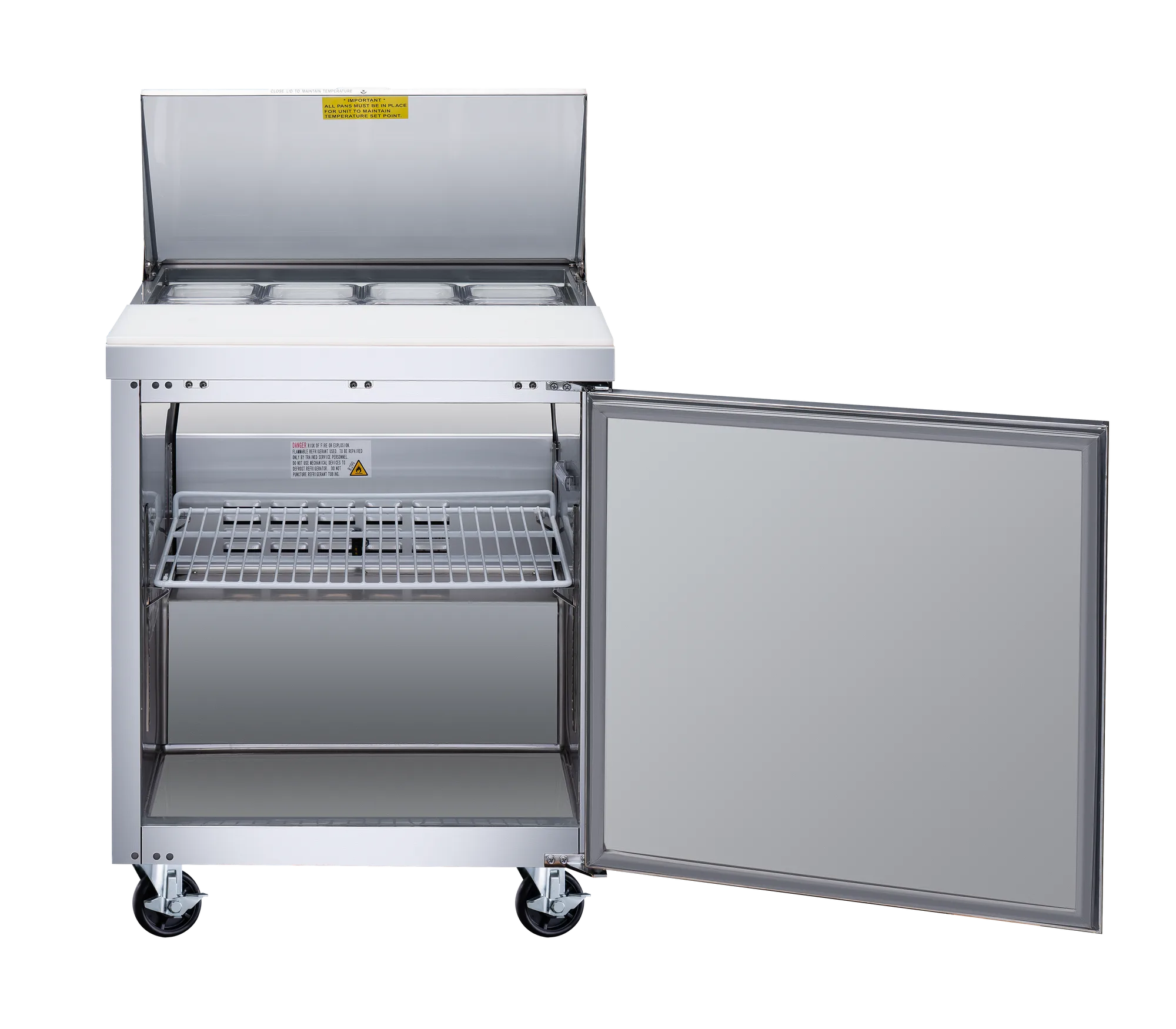 28″ One (1) Door Refrigerated Prep Table, 5.7 cu. ft. (161 L), Stainless Steel, Right Hand Opening