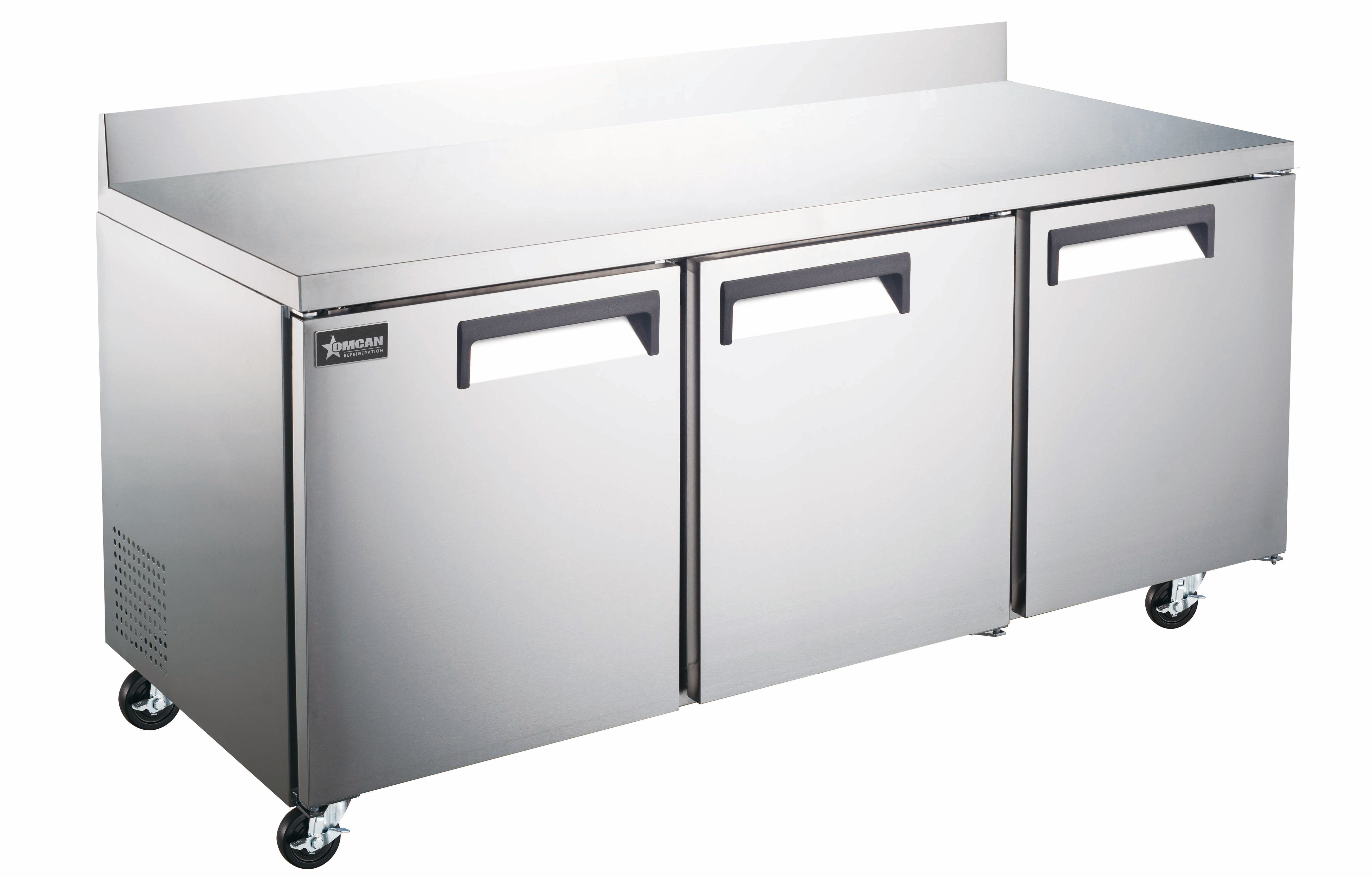 72″ Three (3) Door Worktop Refrigerator With Backsplash, 17 cu.ft (481 L), Stainless Steel