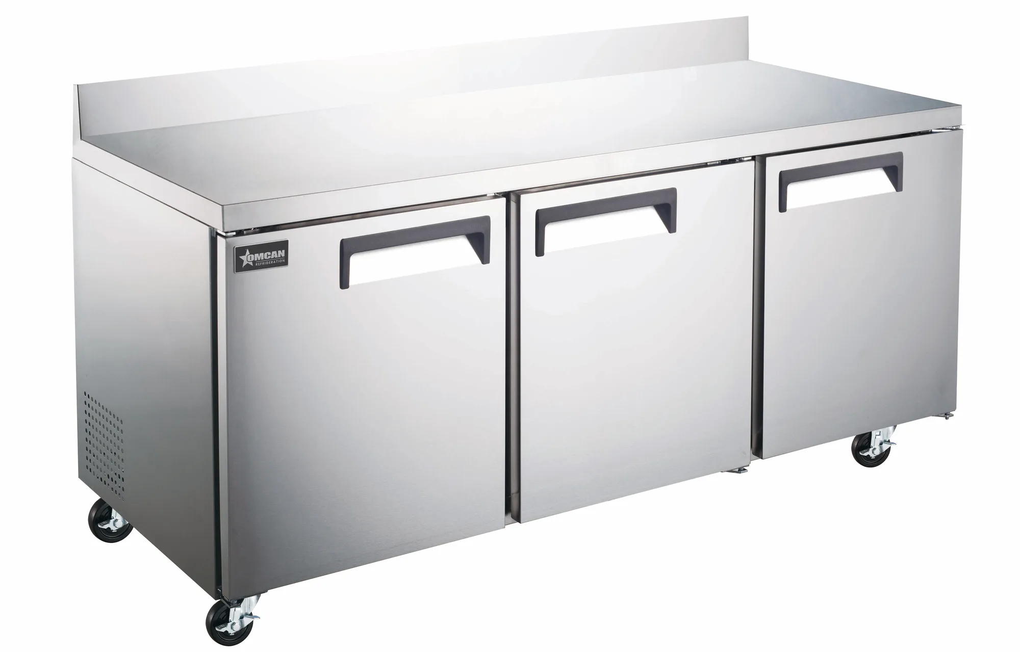 72″ Three (3) Door Worktop Refrigerator With Backsplash, 17 cu. ft. (481 L), Stainless Steel