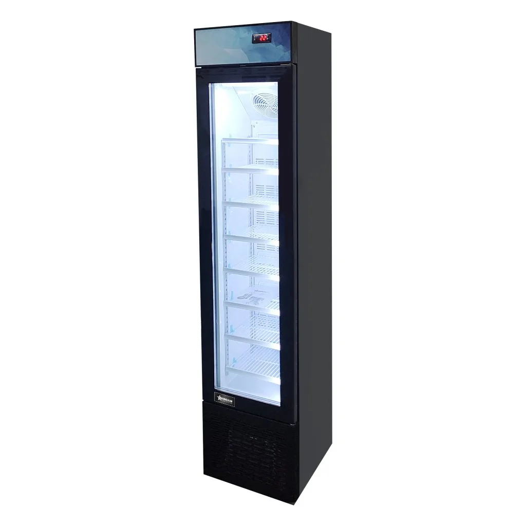 17″ Slim One (1) Glass Door Display Freezer with Top Lightbox, 3.7 cu. ft. (105 L), Black