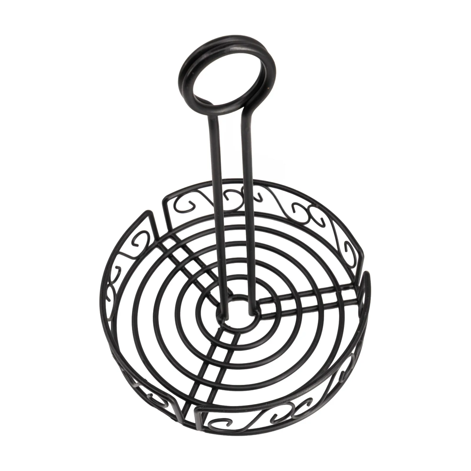 6 1/4″ x 9″ Black Round Wire Condiment Caddy with Handle