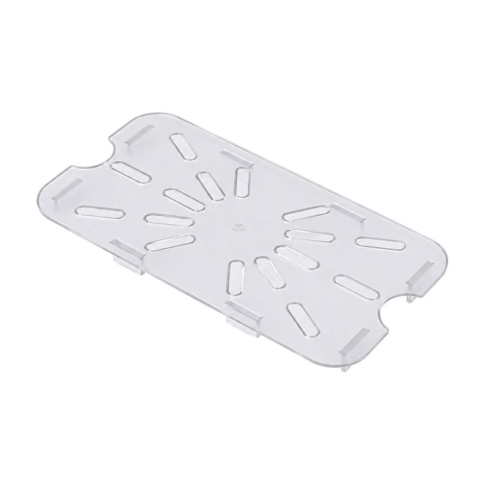 1/4-size Clear Polycarbonate Drain Shelf for Food Storage Pans