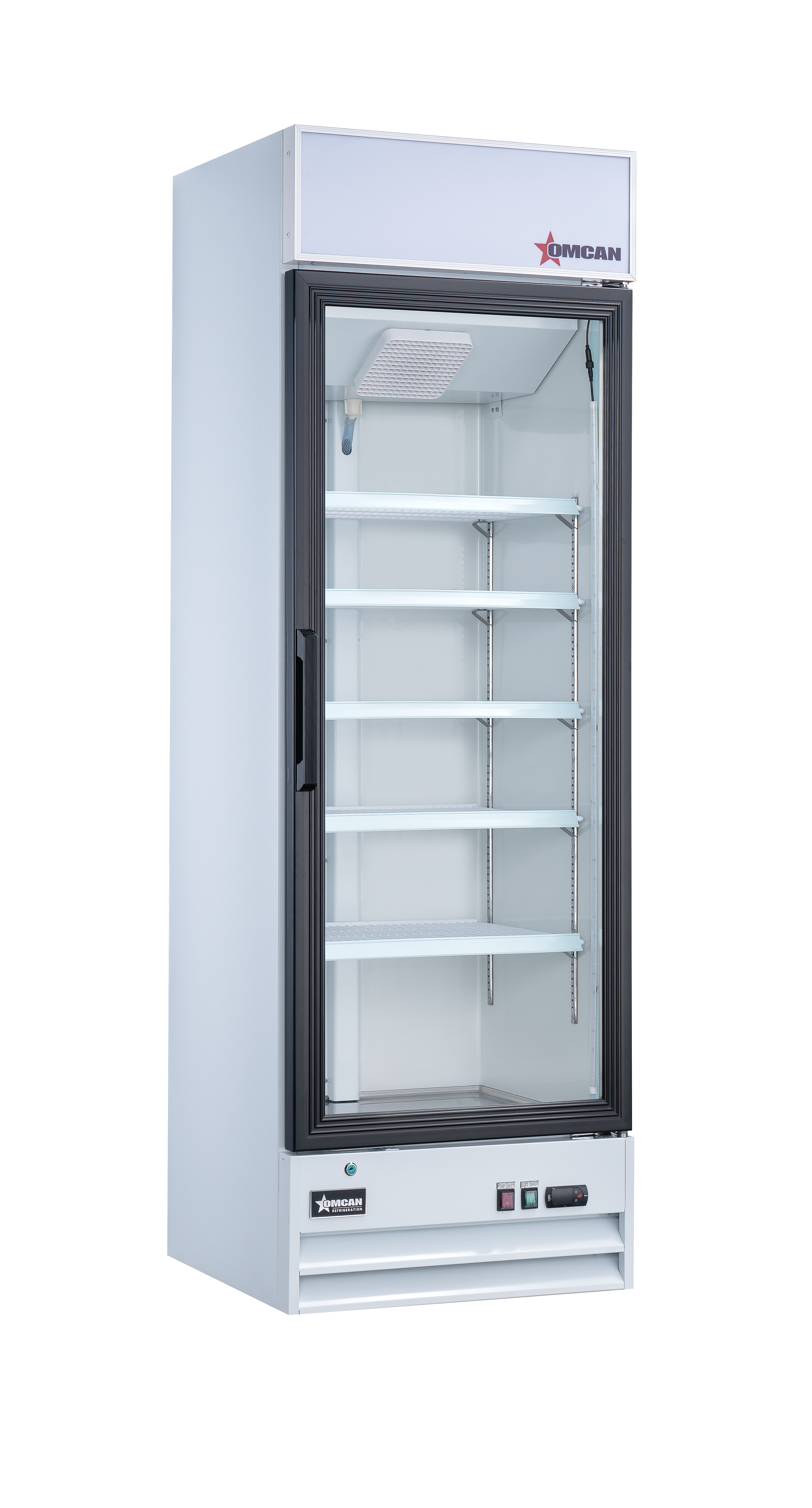 26″ One (1) Glass Door Display Refrigerator with Lightbox, 14 cu.ft. (396 L), White